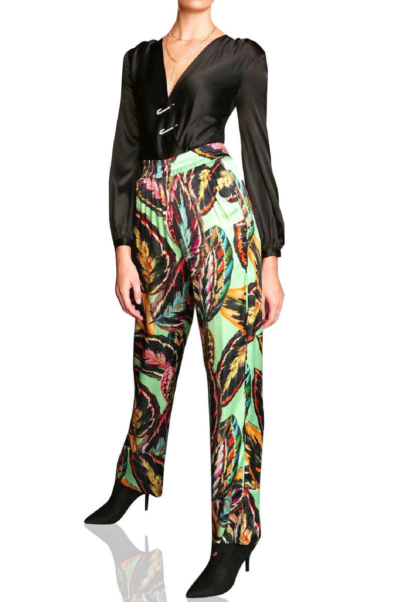 As seen on Kyle Zebra and Tiger Silk Pants in Orange  Designer Pants -  Printed High Rise Pants & Straight Leg Silk Pants for Women – Kyle x Shahida