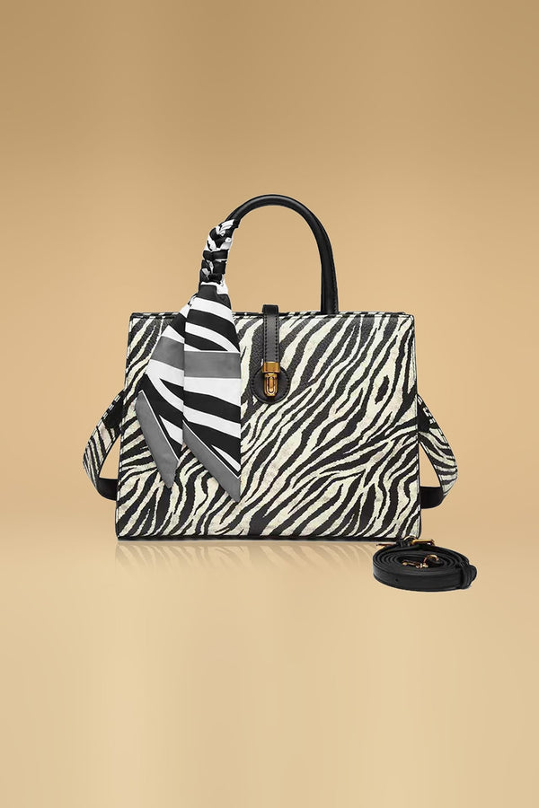 Trendy Zebra Print Purse With Elegant Bow Accent