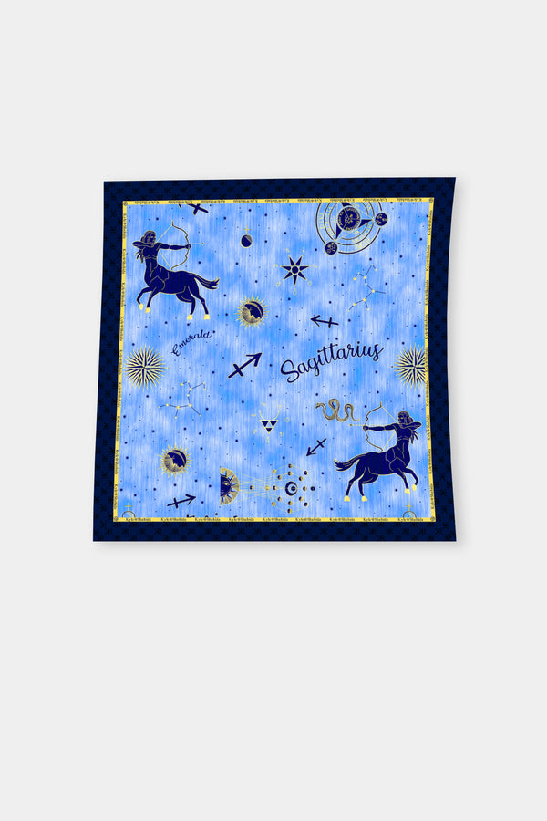 Luxury Zodiac Print Scarf in Blue