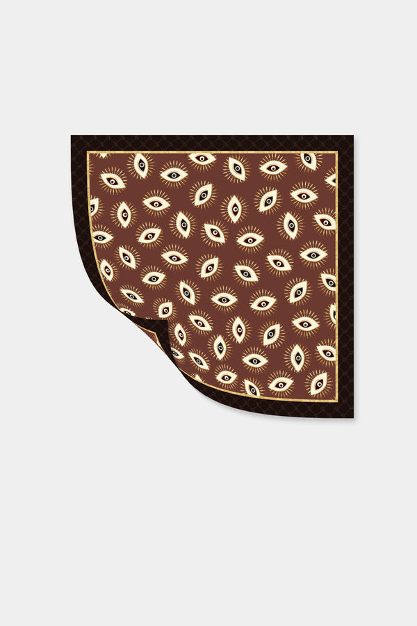 Brown Evil Eye Print Scarf