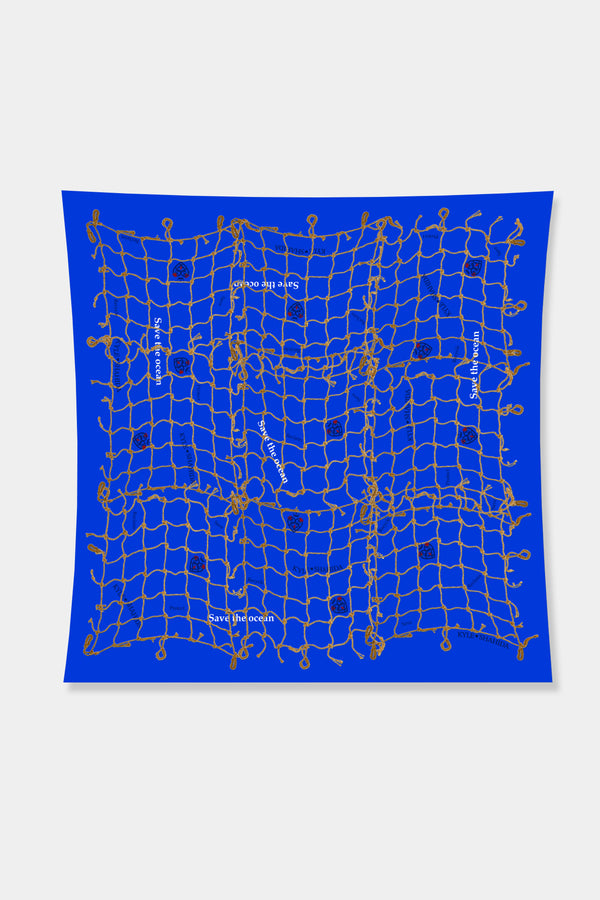 Printed Silk Scarf in Blue