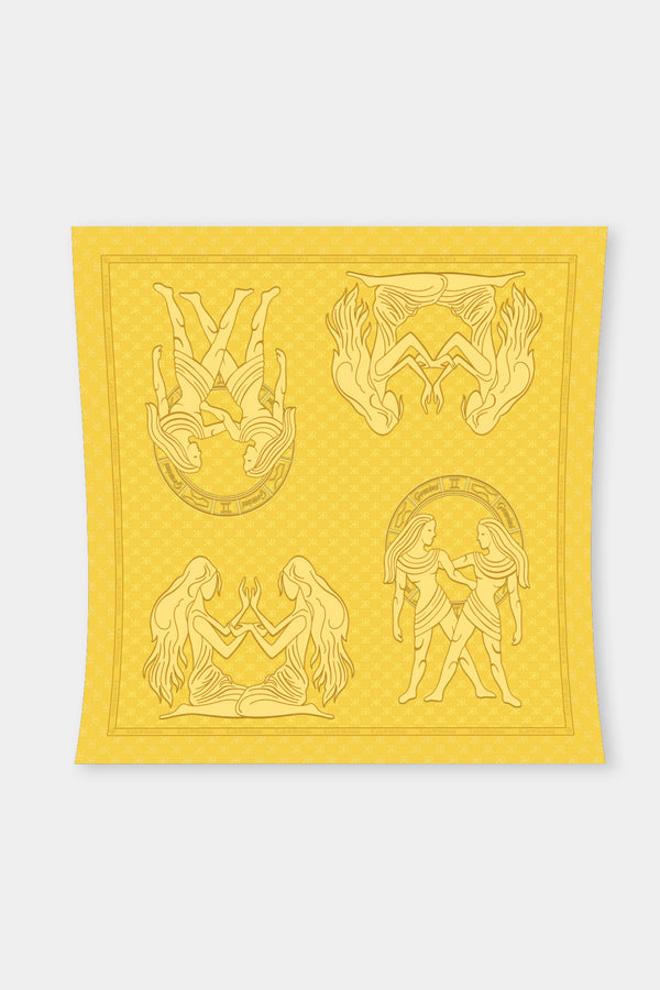 Gemini Zodiac Sign Scarves in Yellow