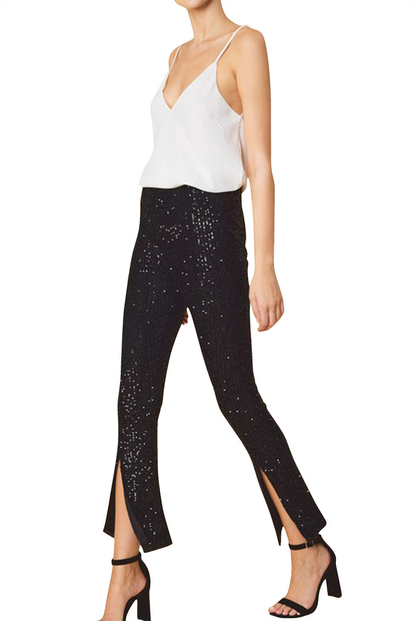 "womens black sequin pants" "black plus size sequin pants" "Kyle X Shahida" "sequin trousers women"