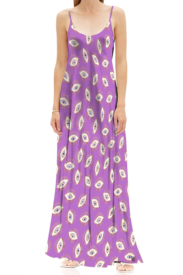 "lavender silk slip dress" "long silk slip dress" "Kyle X Shahida" "cami maxi dress"