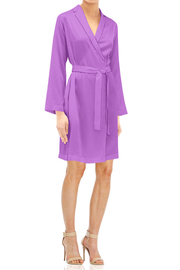 African Violet Mini Length Wrap Dress Made with Cupro