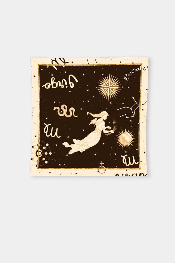 Brown Virgo Zodiac Print Scarves