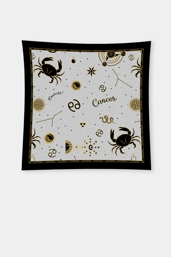 Cancer Zodiac Sign Scarf in Black and White