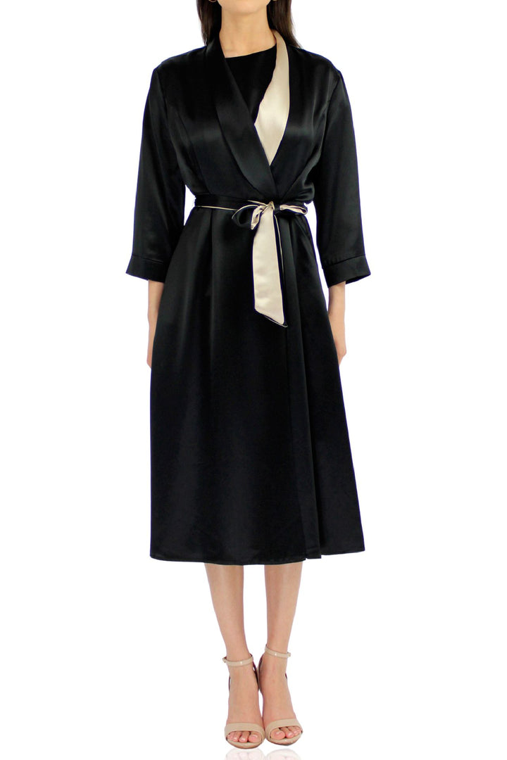 "Kyle X Shahida" "long satin robe black" "short silk robes for women" "sexy silk robe"