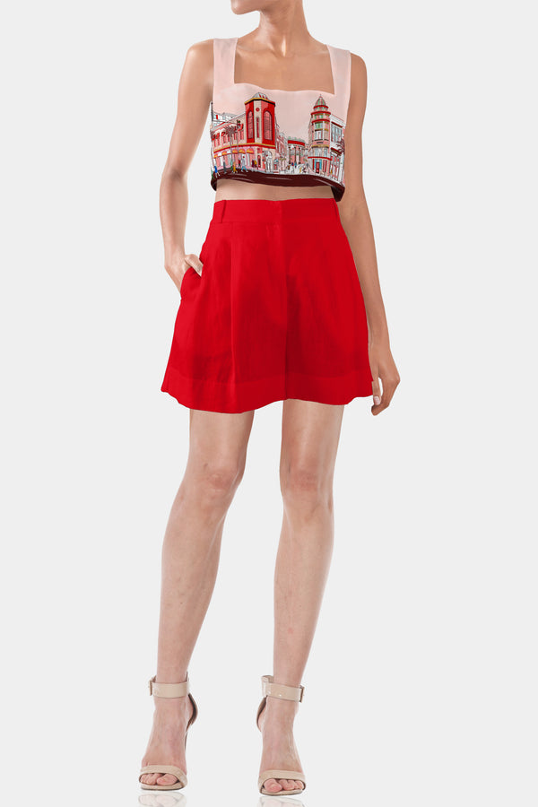 Rodeo Drive Print,
Kyle X Shahida,
womens red crop top,
womens cropped tank tops,