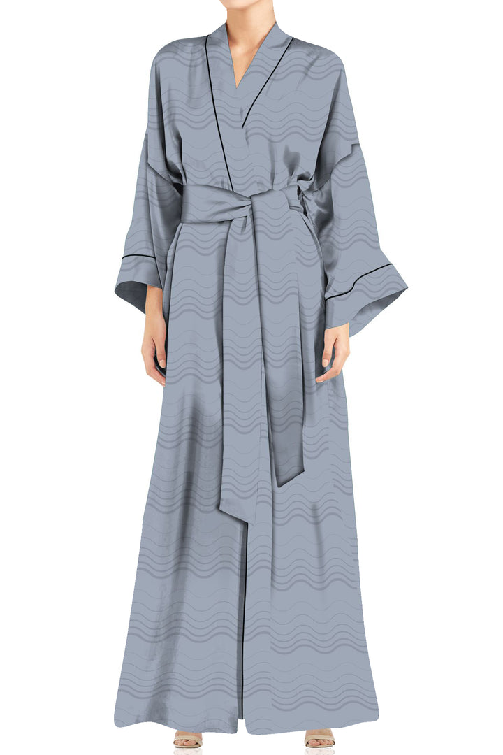 womens gray robe, Kyle X Shahida, silk robes and kimonos, luxury kimono,