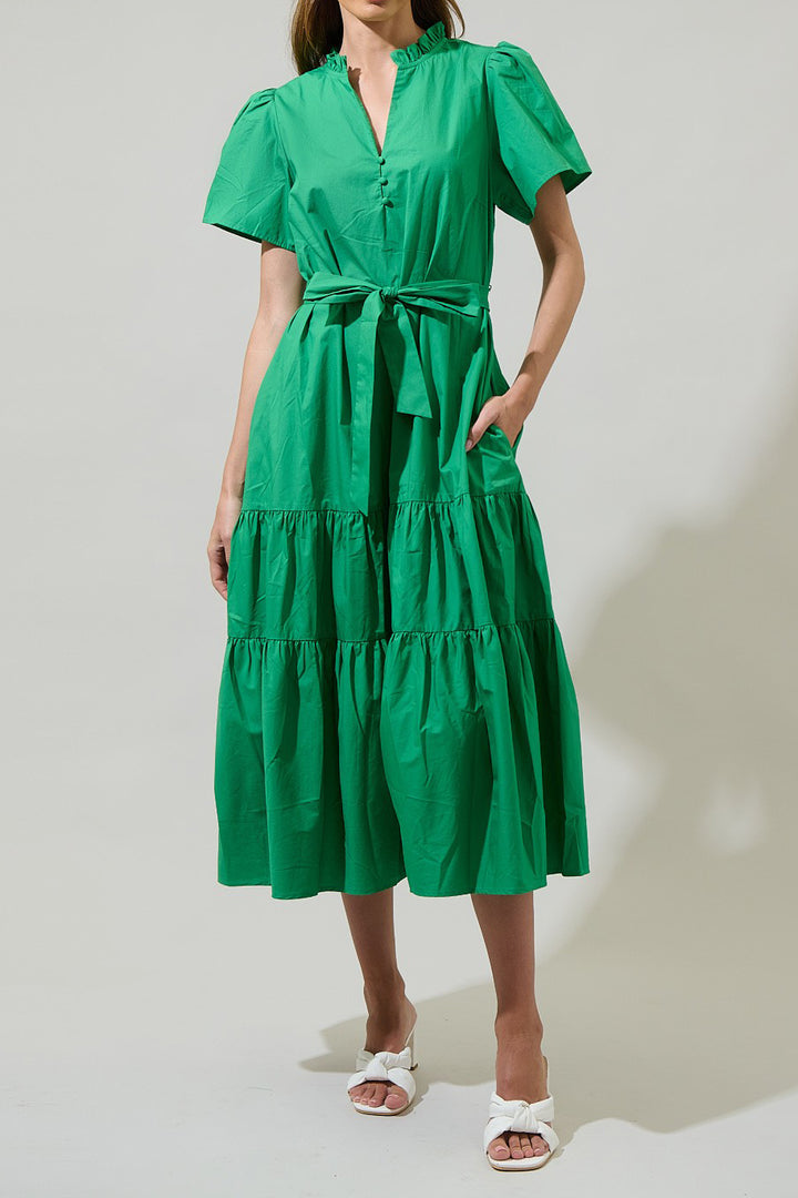 Kyle X Shahida,
designer midi dress,
dark green dress,
womens midi dress,