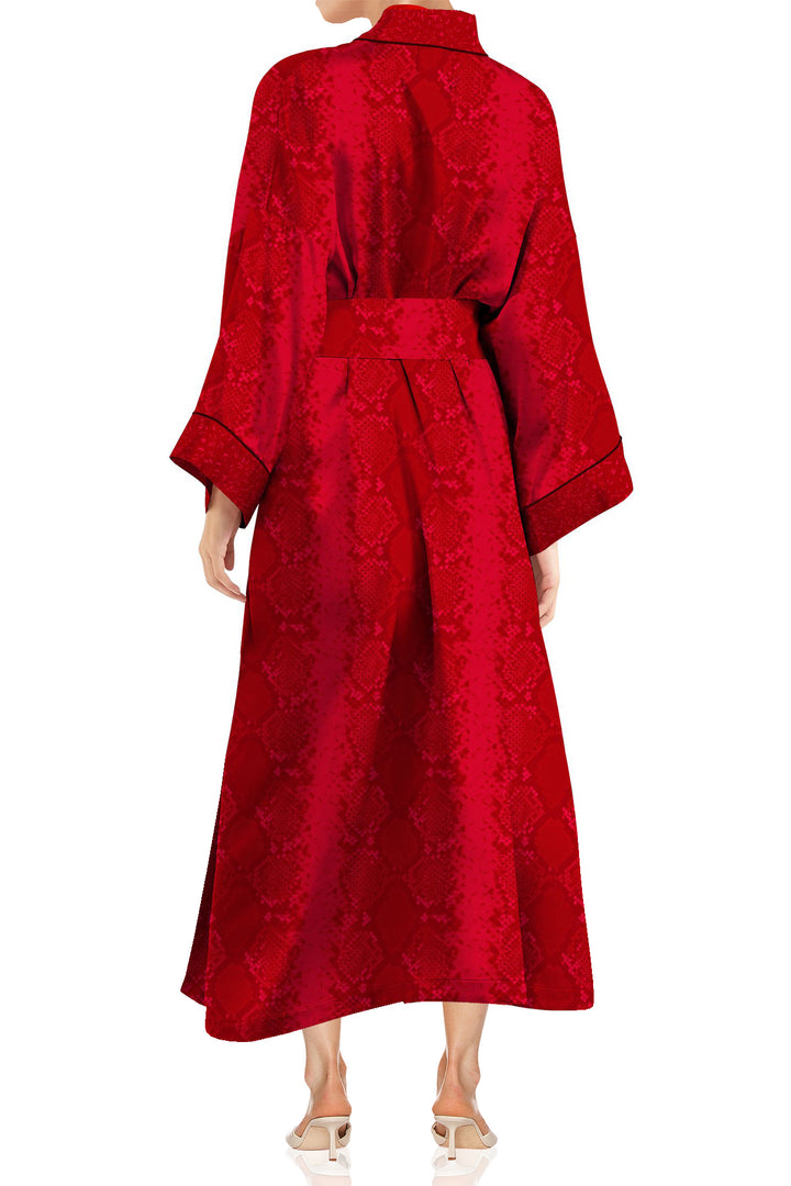 Kyle X Shahida, ladies red robe, red silk kimono, silk robes for women midi,