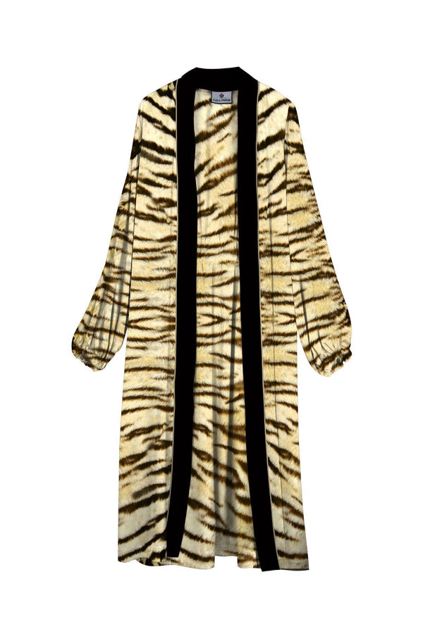 "long kimono robe womens" "animal print kimono" "Kyle X Shahida" "silk kimono womens"  "long silk kimono robe" 