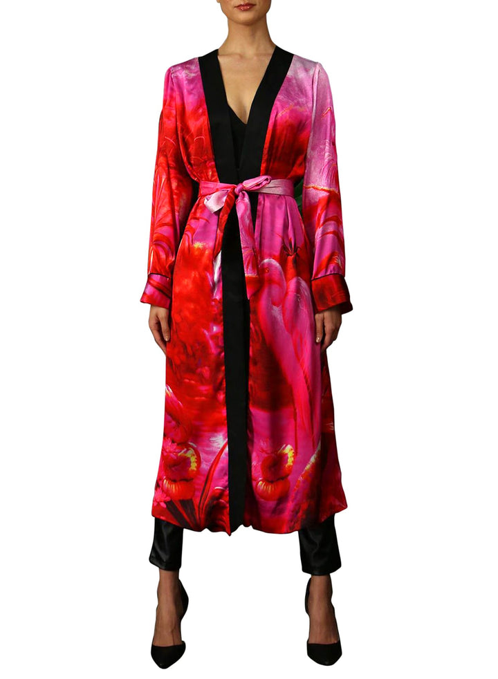 "silk robe blue" "kimono print" "womens long kimono robe," "Kyle X Shahida" "long silk kimono" "Kyle Richards Store"