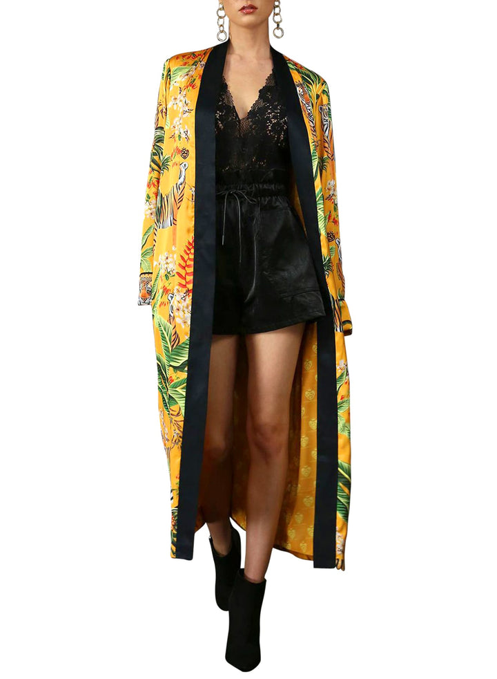 "sexy silk robe" "Kyle X Shahida" "silk kimono robes for women" "womens animal print robe" "long silk kimono" 