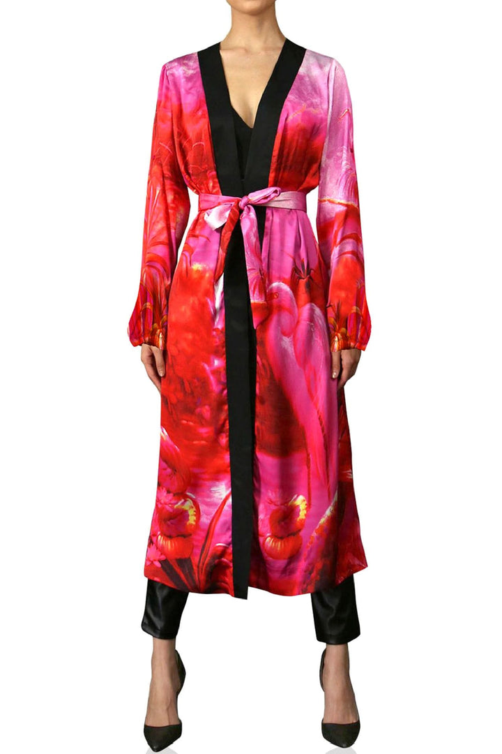 "Kyle X Shahida" "kimono print" "washable silk robe" "silk kimono robe womens" "hot pink robe silk" "Kyle Richards"