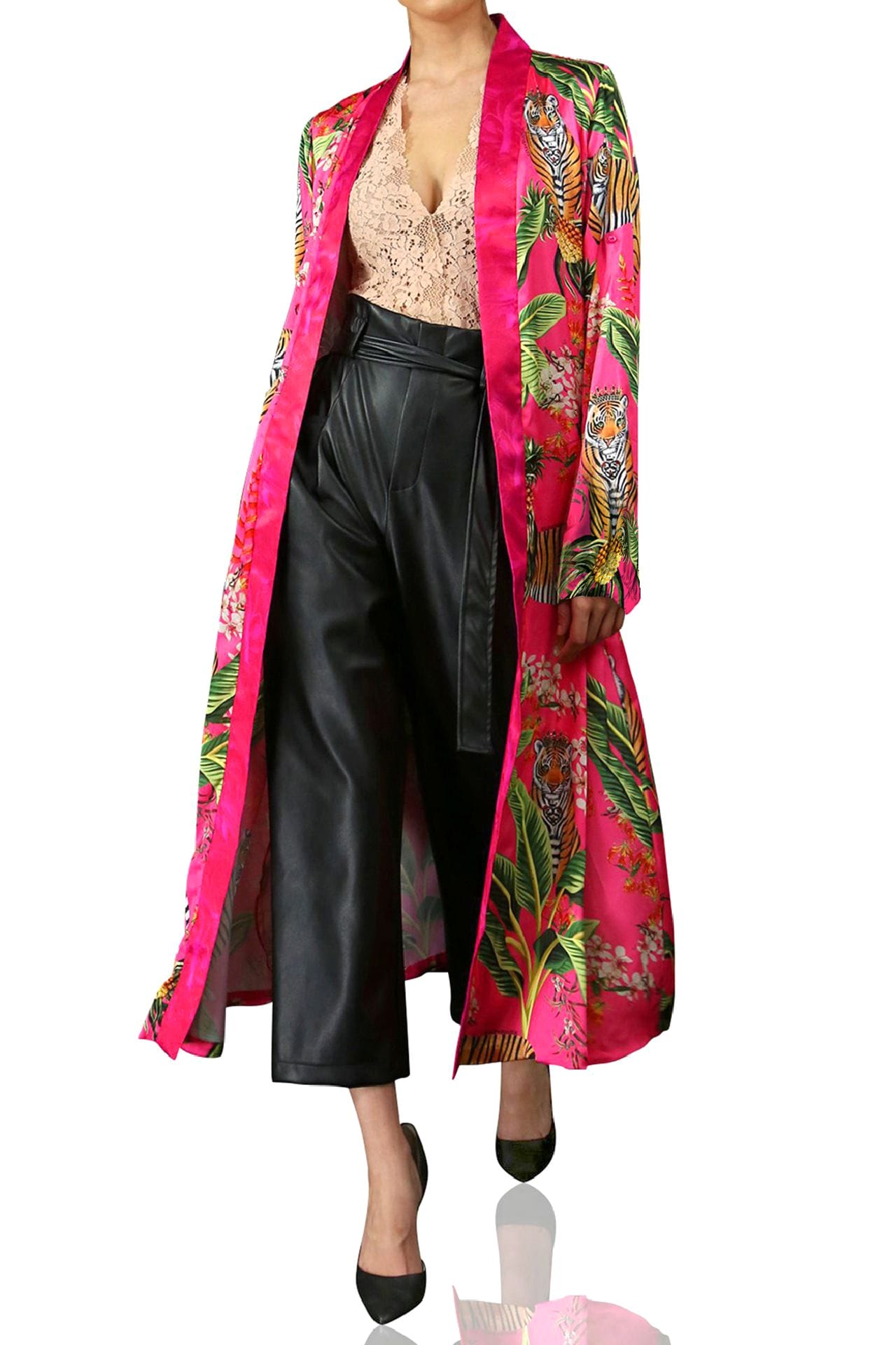 "Kyle X Shahida" "plus size long kimono" "silk robes for women"  "kim ono silk robe" "hot pink silk robe" "sexy silk robe"