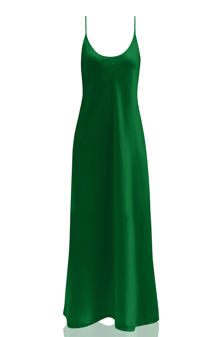 "Kyle X Shahida" "long silk slip" "silk green slip dress" "maxi dress with slip"