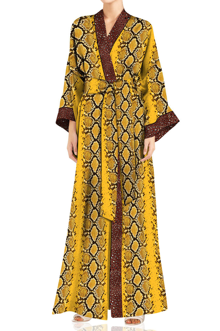 Kyle X Shahida,
womens long silk robe,
robe dress silk,
long silk kimono,