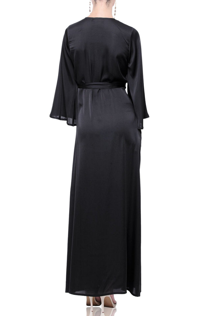 "wrap dresses for women" "floor length wrap dress" "black dress with wrap" "Kyle X Shahida"