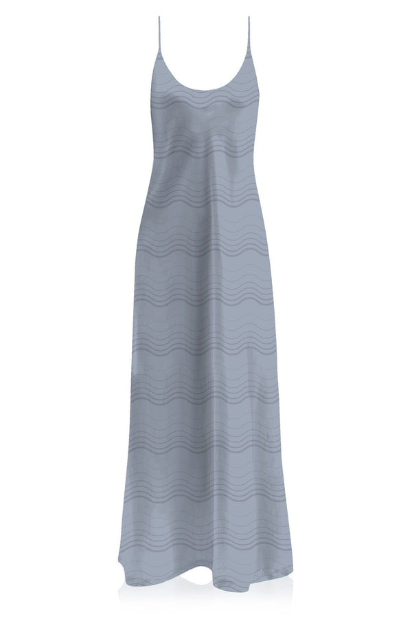 "Kyle X Shahida" "full length slip dress" "grey silk slip dress" "long cami dress"