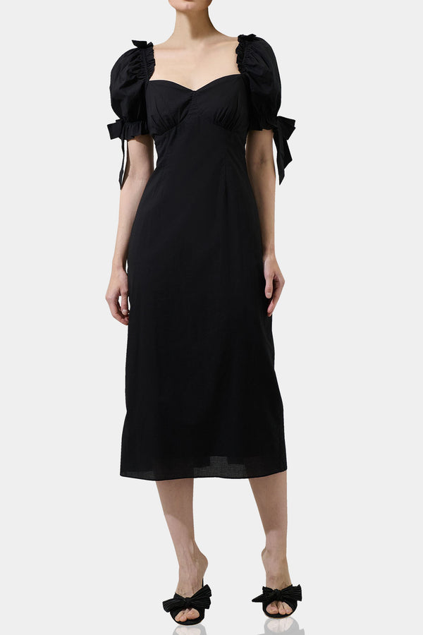 midi women black dress,
midi black dress formal,
medium length black dress,
Kyle X Shahida,