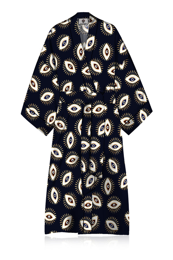 sexy black robe, Kyle X Shahida, kimono midi dresses, women's midi kimono,