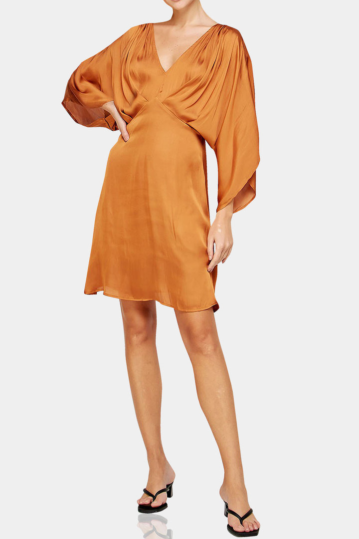 classy mini dress,
elegant mini dress,
Kyle X Shahida,
long sleeve satin dress,