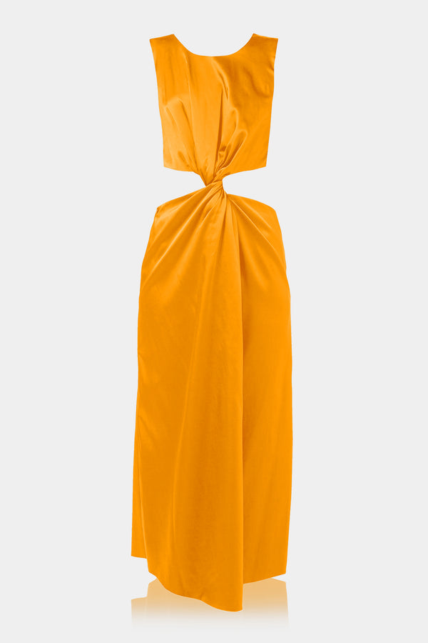 "womens orange maxi dress" "Kyle X Shahida" "waist cut out maxi dress" "knot in front dress"