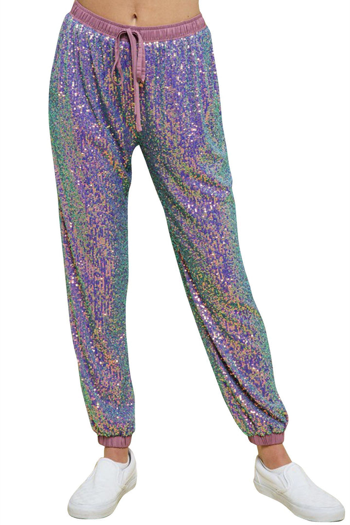 "high waist sequin joggers" "plus size sequin joggers" "women's sequin jogger pants" "Kyle X Shahida"