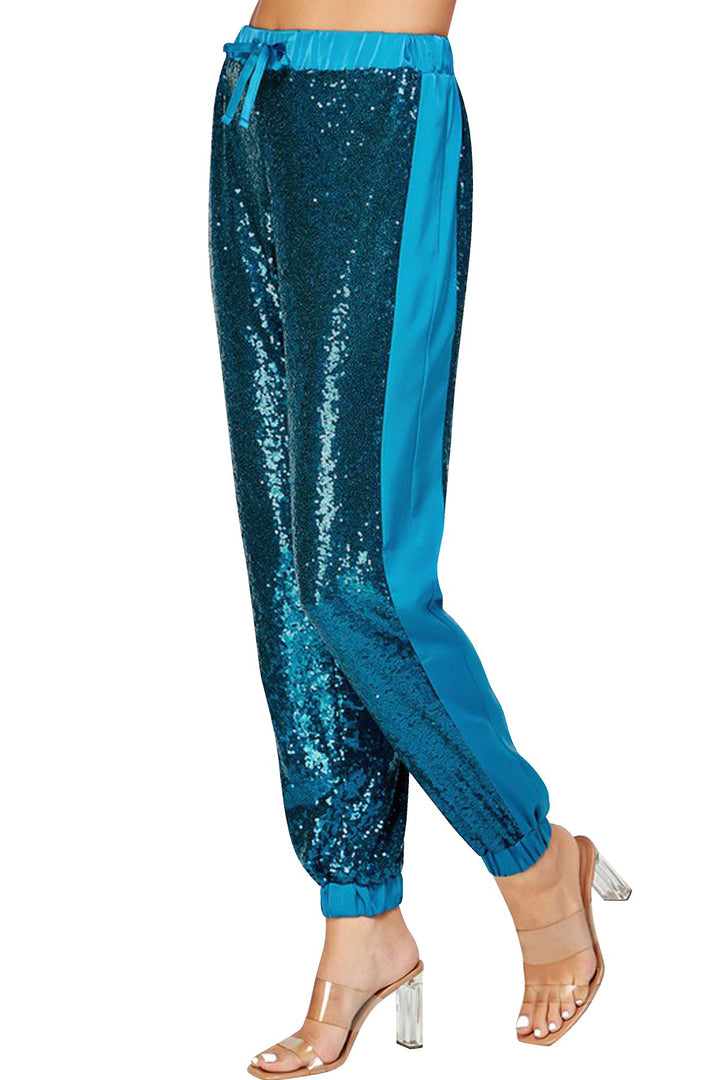 "womens plus size sequin joggers" "jogger sequin pants" "sequin joggers womens" "Kyle X Shahida" 