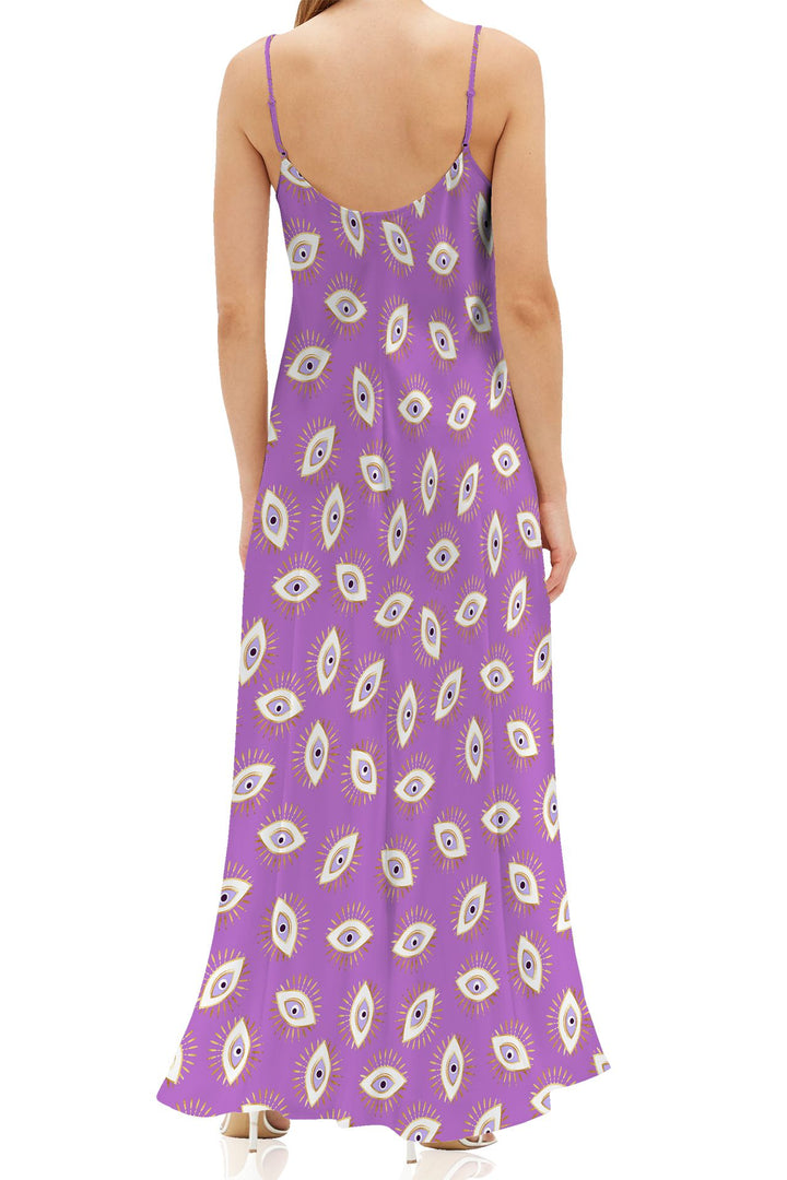 "lavender silk slip dress" "long silk slip dress" "Kyle X Shahida" "cami maxi dress"