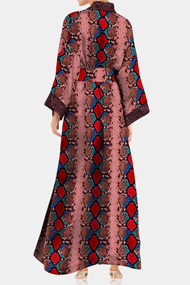 silk kimono robe womens, long outfit, silk robes and kimonos,  Kyle X Shahida, long printed dress,