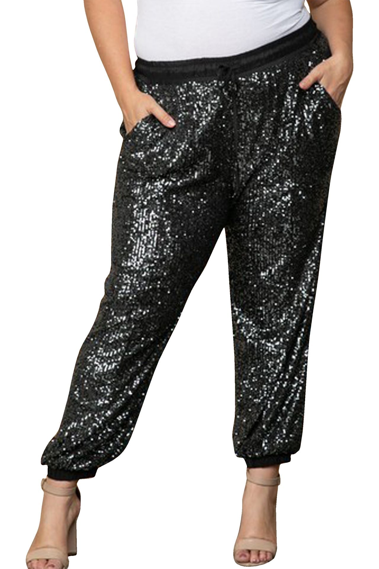 Designer Sequin Jogger Pants, Joggers With Sequins