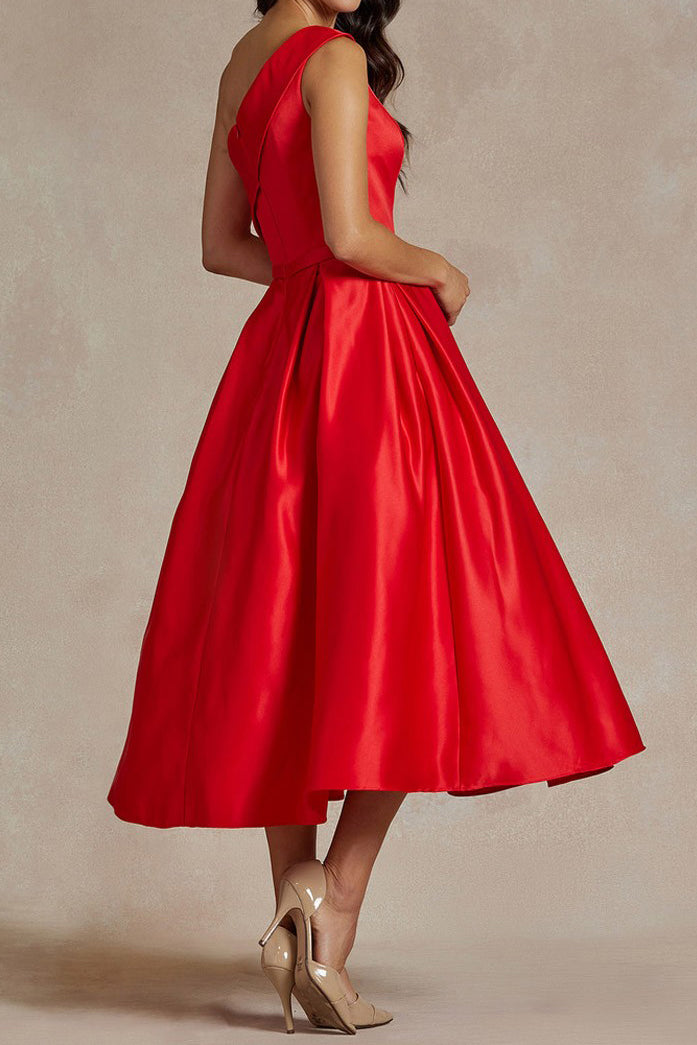 Kyle X Shahida,
red designer dress,
wedding midi dress,
mid length dresses,