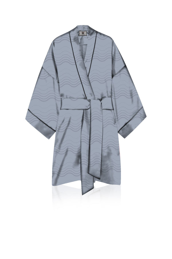 "grey silk robe" "Kyle X Shahida" "womens gray robe" "womens silk robe short" 