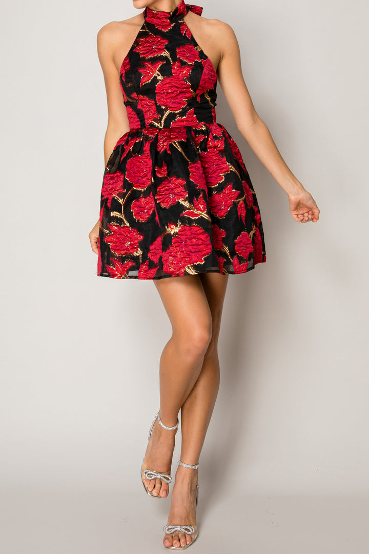 Kyle X Shahida,
short summer dresses,
summer mini dress,
rose printed dress,