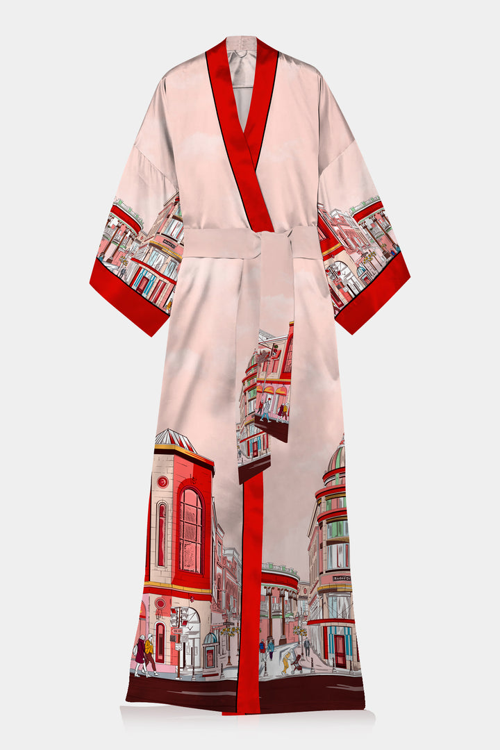 Kyle X Shahida, womens kimono robes, woman in silk robe, washable silk robe,