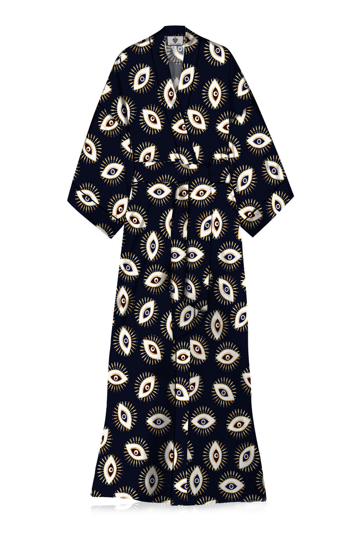 evil eye dress, Kyle X Shahida, silk robes and kimonos, luxury kimono,