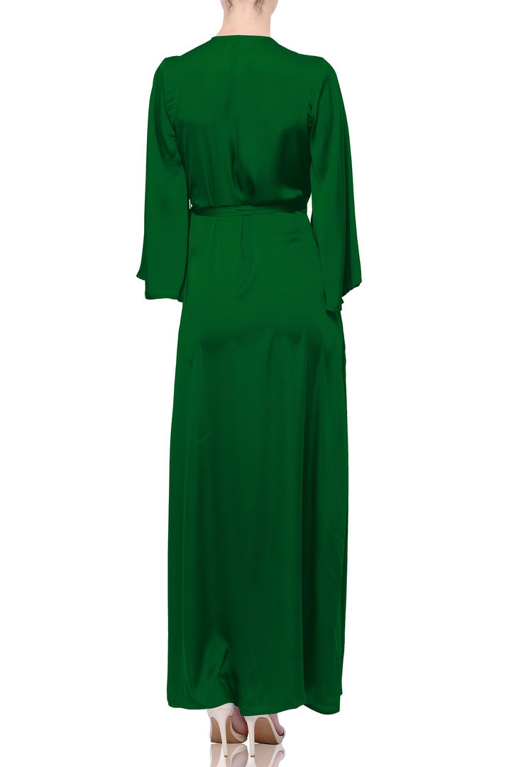 "Kyle X Shahida" "long sleeve wrap dress green" "long sleeve wrap dress" "green wrap maxi dress"