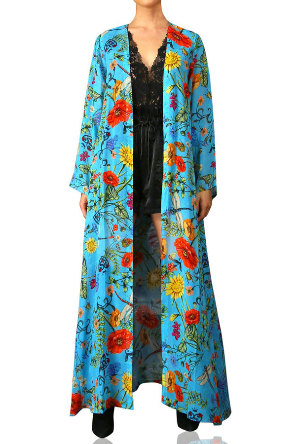 Long Sheer Duster in Floral Print