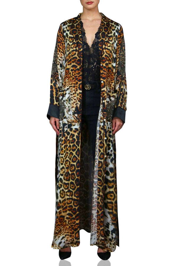 Panther Print Long Robe Dress