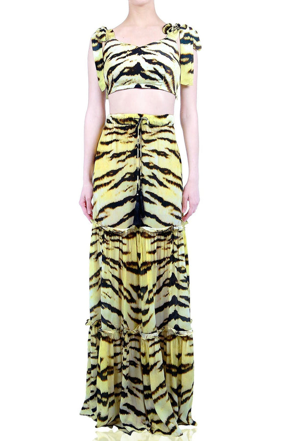 Tiger Print Maxi Skirt Set