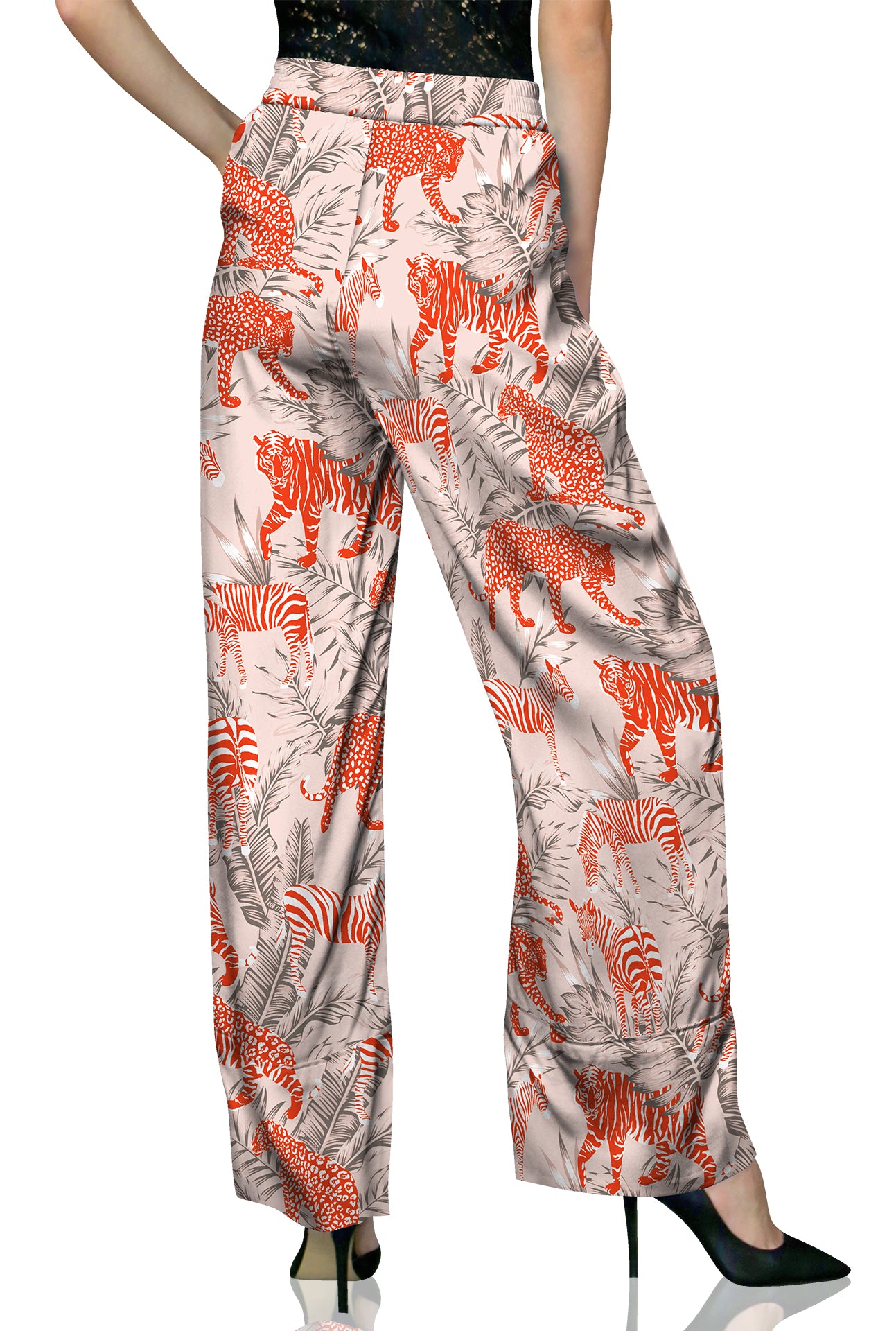2023 Designer Silk Pants in Orange - Straight Leg Pants for Women