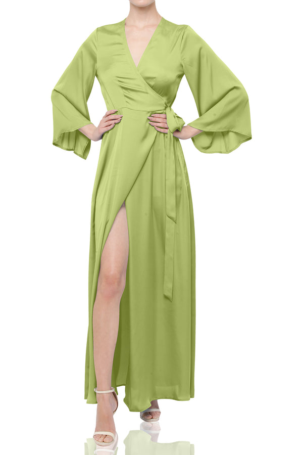 Baby Leaf Full Sleeve Long Maxi Wrap Dress