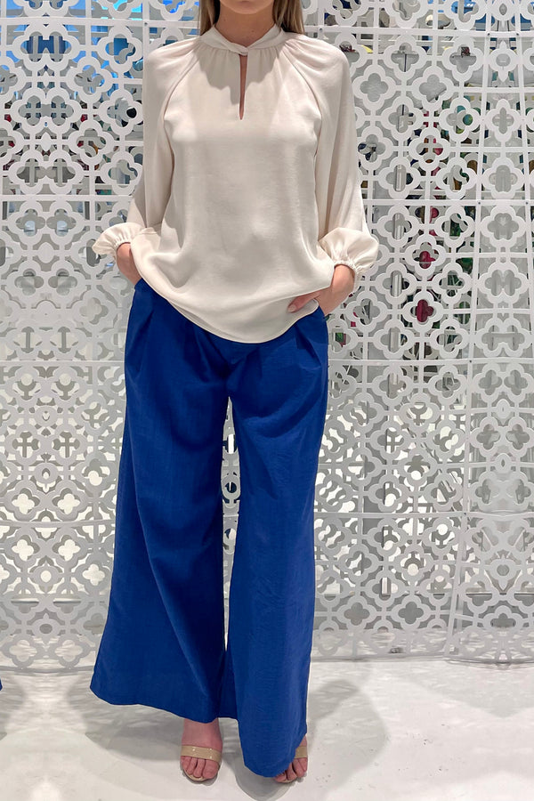 Blue Wide Leg Palazzo Pants