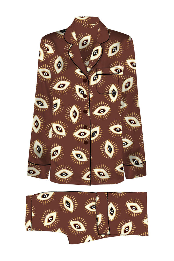 Printed Matching Suit Set in Brown