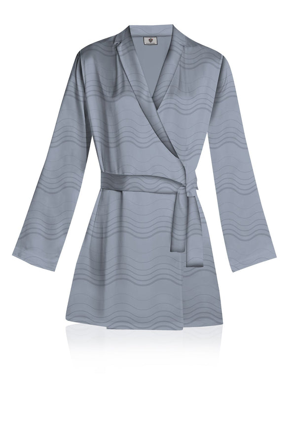 Grey Wrap Dress Made With Vegan Silk Cupro Mini Length