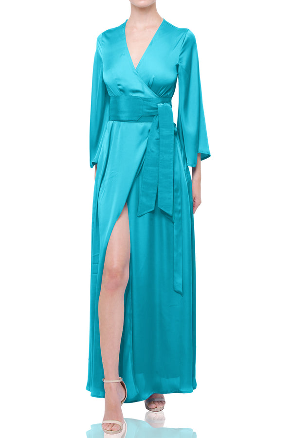 Bestseller Long Wrap Dress in Solid