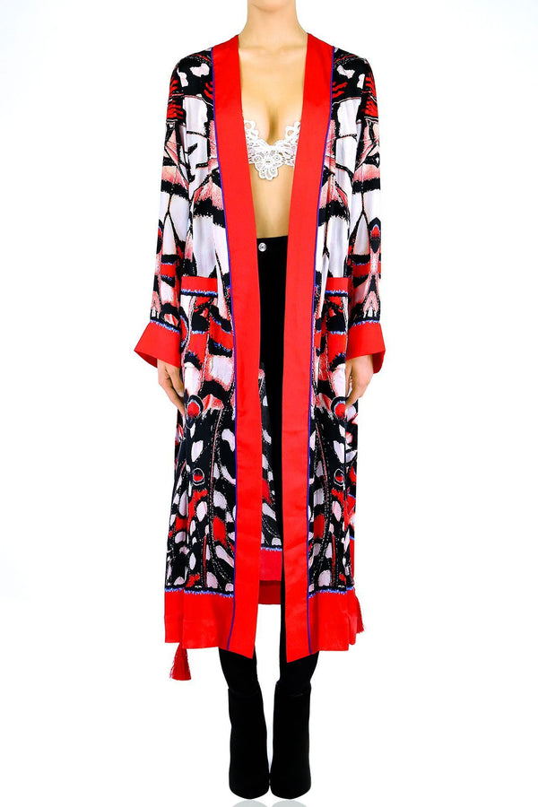 Butterfly Print Duster Robe